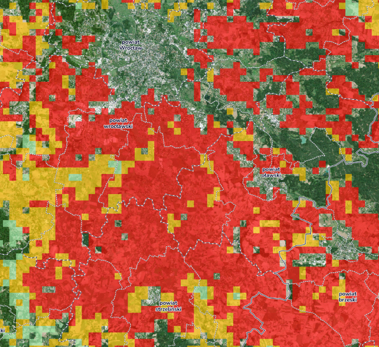 Mapa warunków wzrostu upraw 17 maja 2022