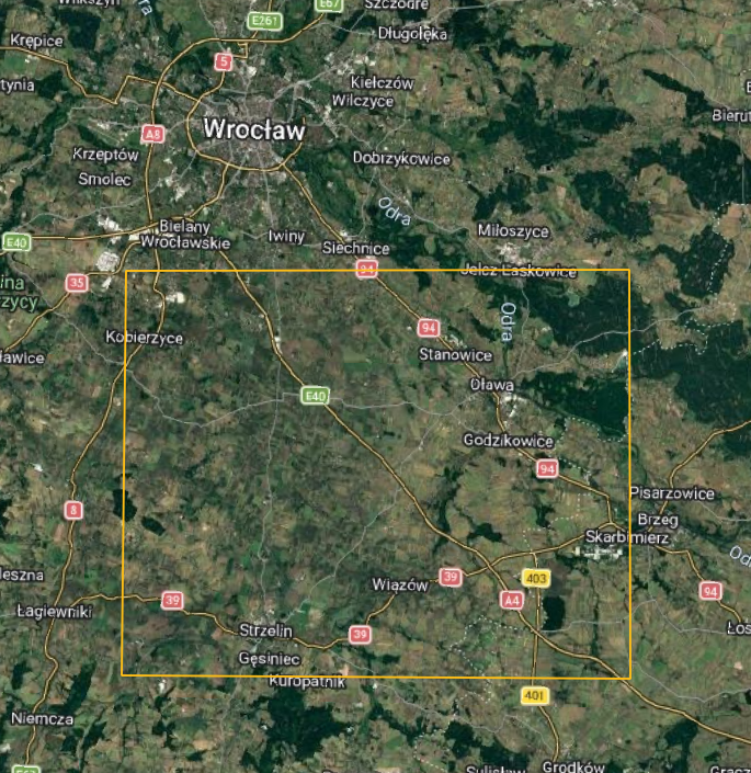 Zdjęcie satelitarne obszaru analizy